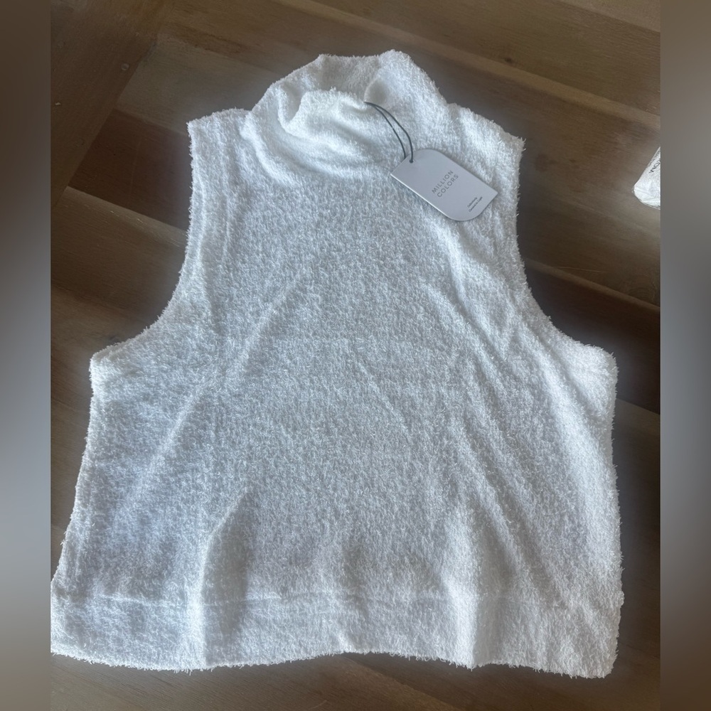 White Sleeveless Textured Tank Top